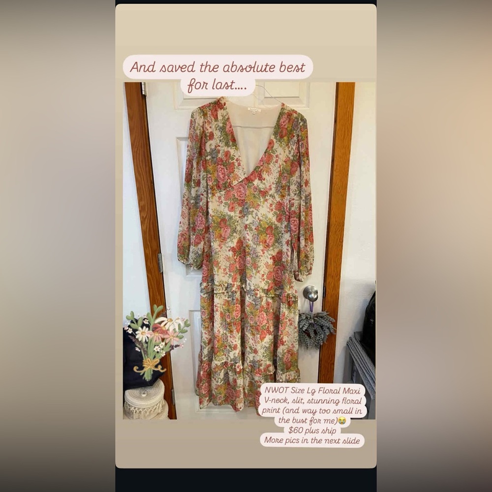 Baevely NWOT Floral V-Neck Women's Dress- Size L
